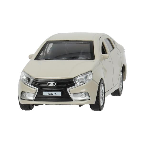 Машина металл LADA vesta 11,5 см, двери, бежевый, кор. Технопарк в кор.2*36шт