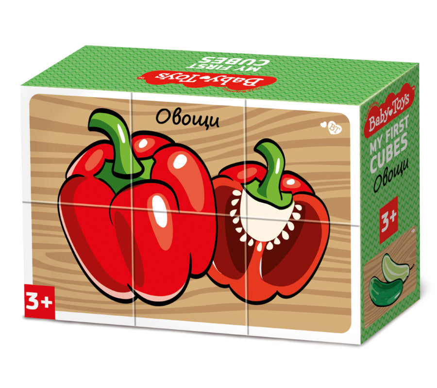 Кубики "Овощи" (без обклейки) 6 шт Baby Toys