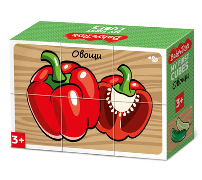 Кубики "Овощи" (без обклейки) 6 шт Baby Toys