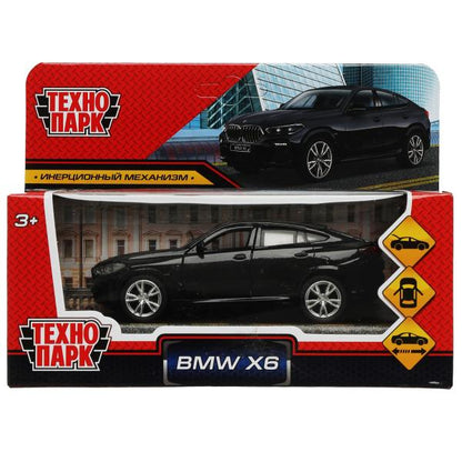 X6-12-BK342357 Машина металл BMW X6 длина 12 см, двери, багаж, инер, черный, кор. Технопарк в кор.2*