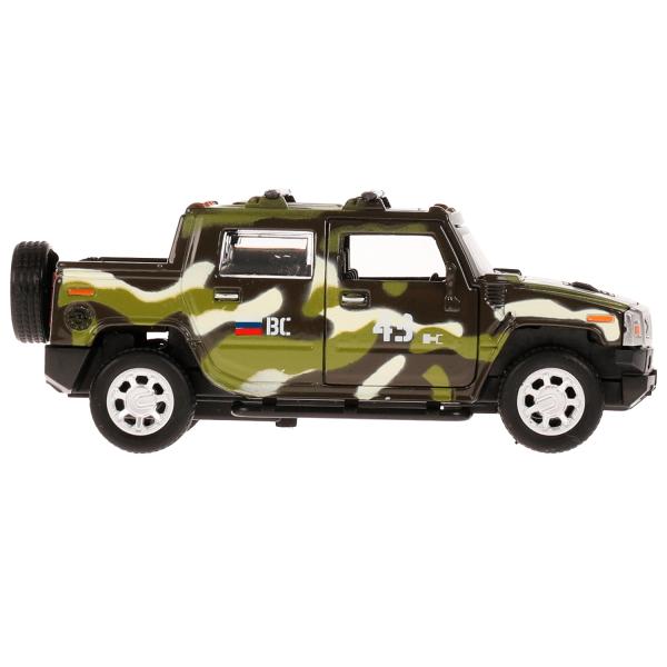 Машина металл HUMMER H2 PICKUP КАМУФЛЯЖ 12 см, двери, багаж, инерц, кор. Технопарк в кор.2*36шт