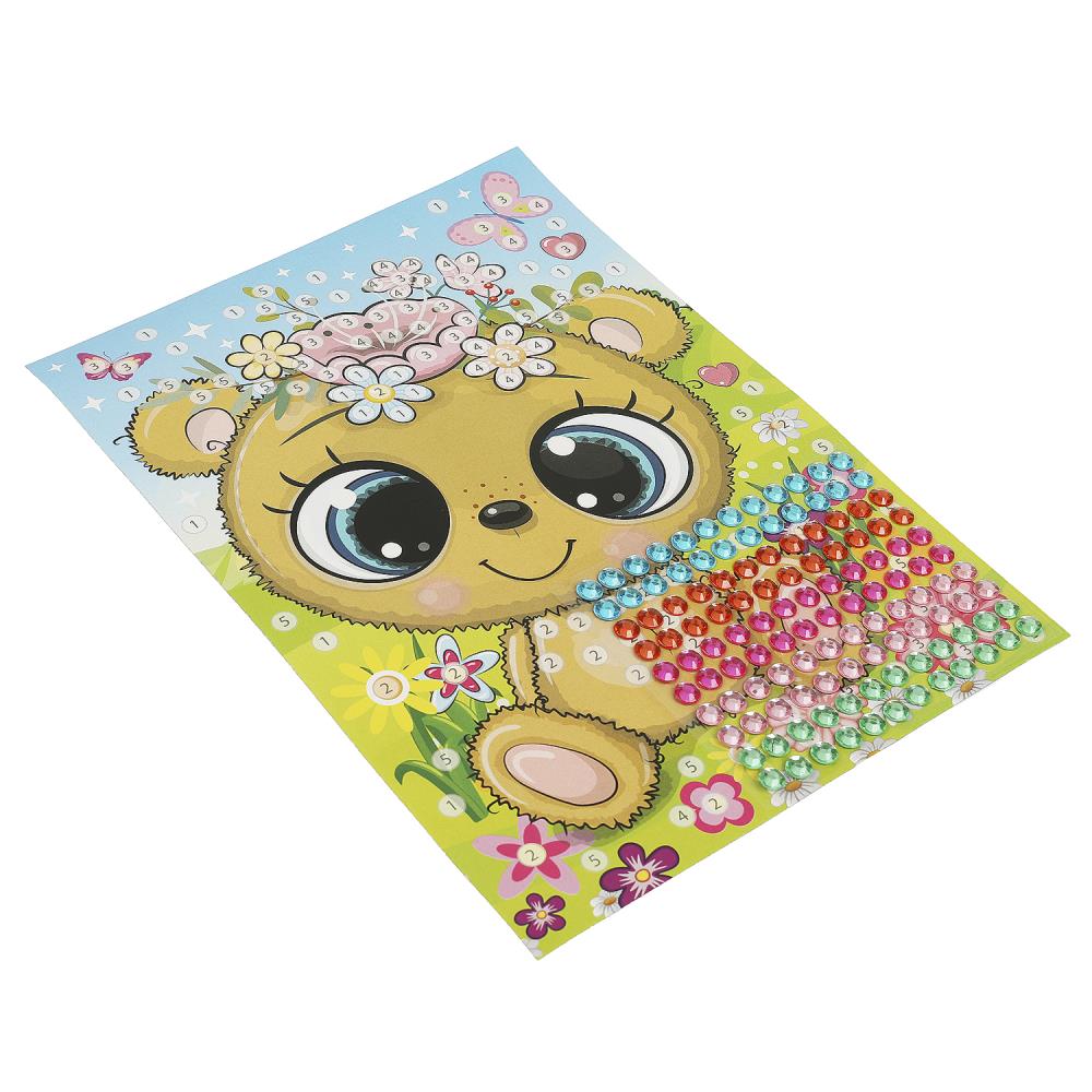 Аппликация стразами в пакете 15*21 см милые животные МУЛЬТИ АРТ в кор.100шт