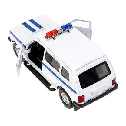 Машина металл свет-звук LADA 4x4 2131 ПОЛИЦИЯ 12,8 см, двер, баг, инр, кор.. Технопарк в кор.2*36шт