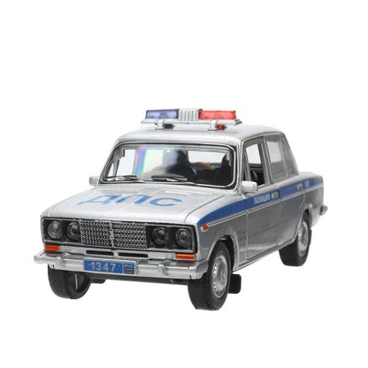 Машина металл свет-звук LADA ВАЗ-2106 13 cm,ПОЛИЦИЯ серебряный кор.технопарк Технопарк в кор.2*36шт