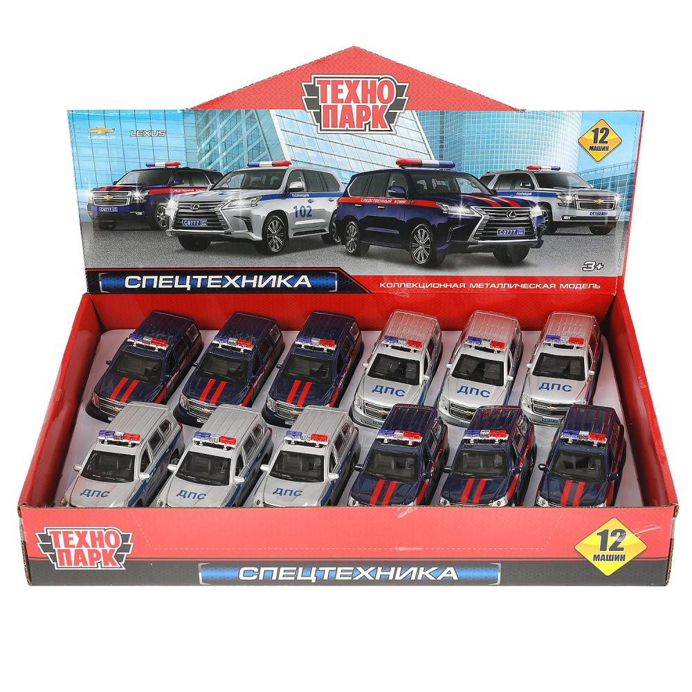Машина металл CHEVROLET TAHOE/LEXUS LX570 12 см,двери,багаж,инер,ассорт. Технопарк уп-12шт в кор.6уп