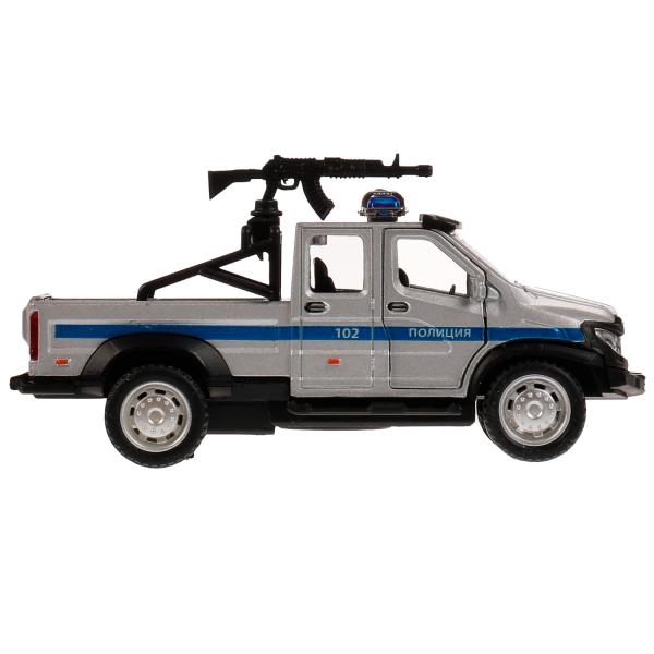 Машина металл ГАЗ ВЕПРЬ ПОЛИЦИЯ 12,5 см, двери, пулем, инерц, сер, кор. Технопарк в кор.2*60шт