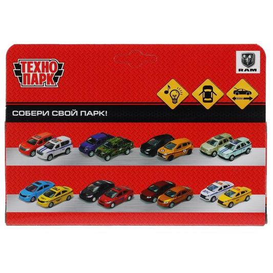 Машина металл свет-звук DODGE RAM ПОЛИЦИЯ 13 см, двер, баг, ин, серебр, кор. Технопарк в кор.2*36шт