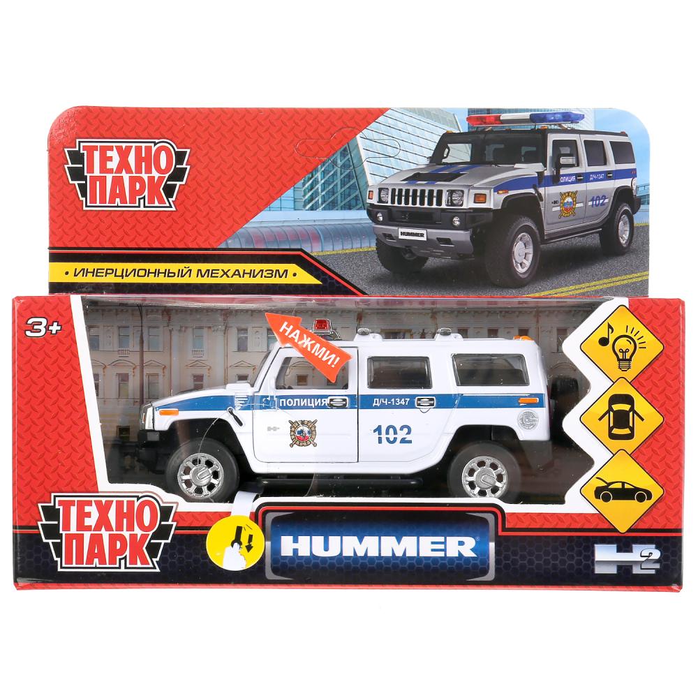 Машина металл свет-звук HUMMER "hummer h2 полиция" 12см, инерц., белый в кор. Технопарк в кор.2*36шт