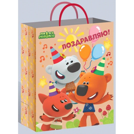 Пакет подарочный крафт Ми-ми-мишки ml, 22*31*10 см ЧУДО ПРАЗДНИК в кор.24*12шт