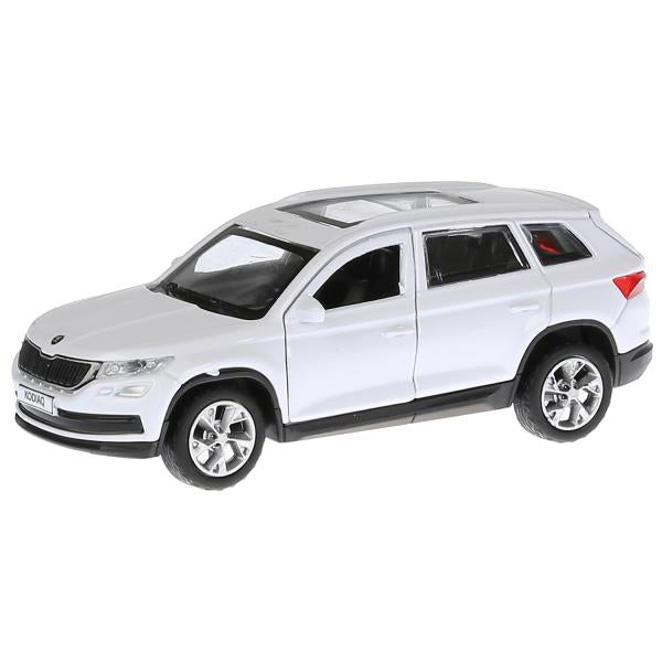 Машина металл SKODA KODIAQ длина 12 см, двери, багаж, инерц, белый, кор. Технопарк в кор.2*36шт