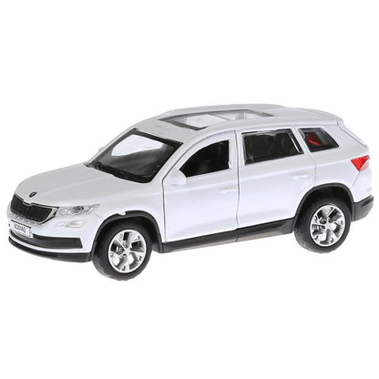 Машина металл SKODA KODIAQ длина 12 см, двери, багаж, инерц, белый, кор. Технопарк в кор.2*36шт
