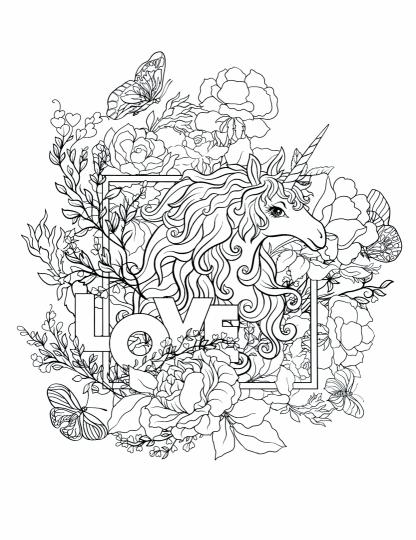 Сказочные единороги. Творческая раскраска