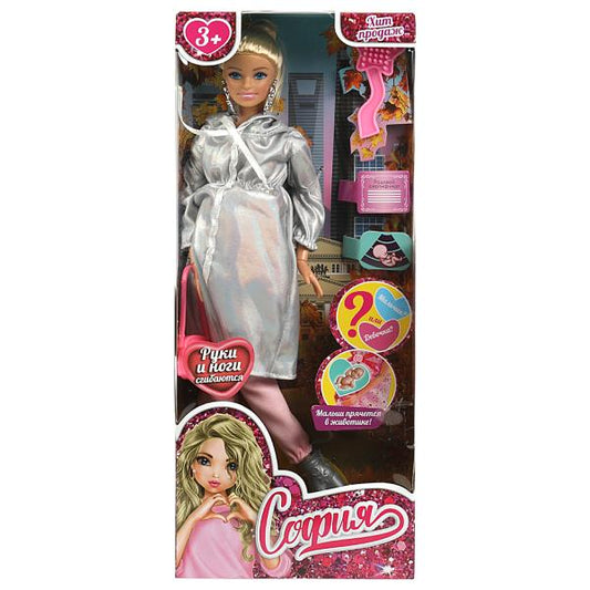 Кукла 29 см София беременная, руки и ноги сгиб, акс, кор КАРАПУЗ в кор.24шт