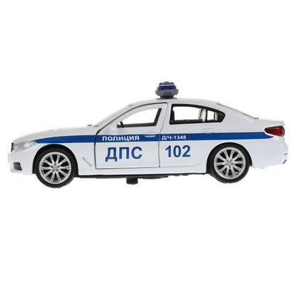 Машина металл свет-звук BMW 5-er M-SPORT ПОЛИЦИЯ 12 см, двери, багаж, кор. Технопарк в кор.2*36шт