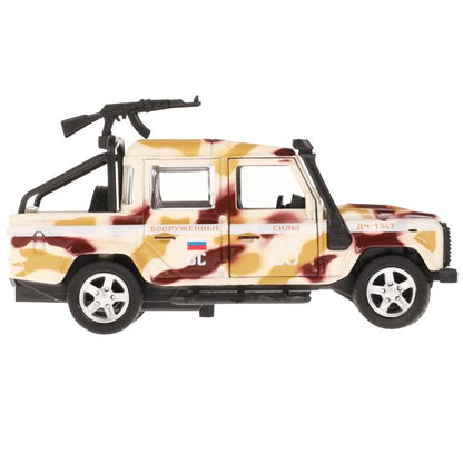 Машина металл LAND ROVER DEFENDER PICKUP КАМУФЛЯЖ 12 см, двери, багажн, кор. Технопарк в кор.2*36шт