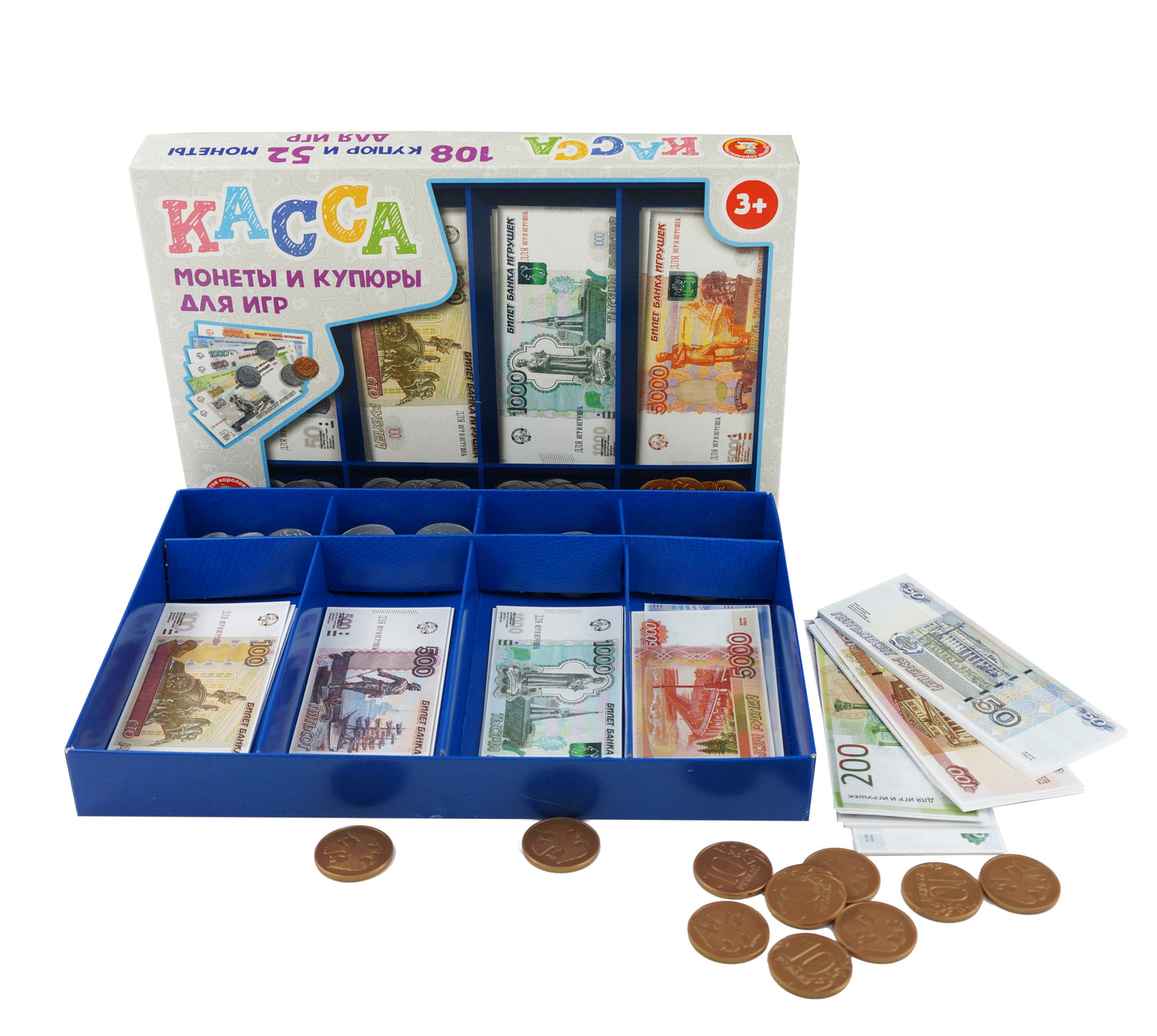 Игра обучающая "Касса. Монеты и купюры для игр" в кор.10шт