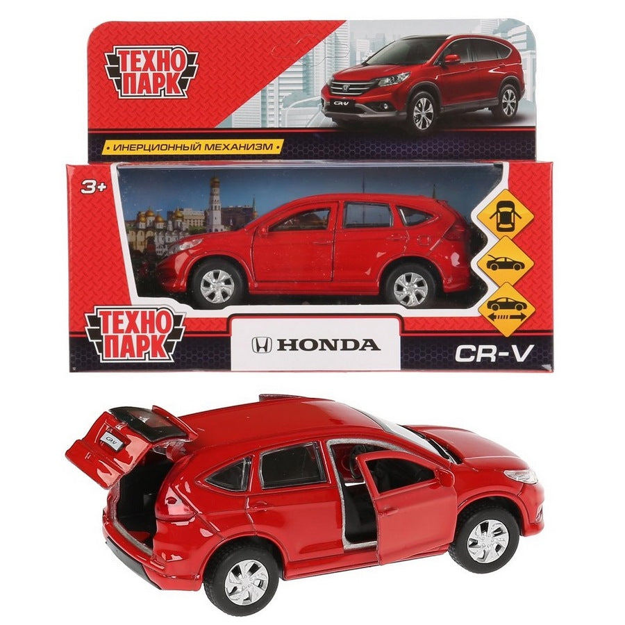CR-V-RD 272457 Машина металл HONDA CR-V длина 12 см, двери, багаж, инерц, красный, кор. Технопарк в
