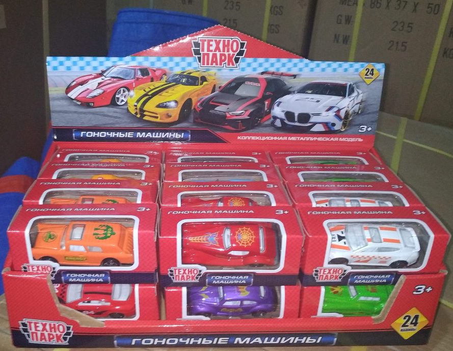 ТМ Технопарк. Машина металл "РОАД РЭЙСИНГ", длина 7,5 см, В АССОРТ, В ДИСПЛЕЕ. УП-24ШТ в кор.2*12уп