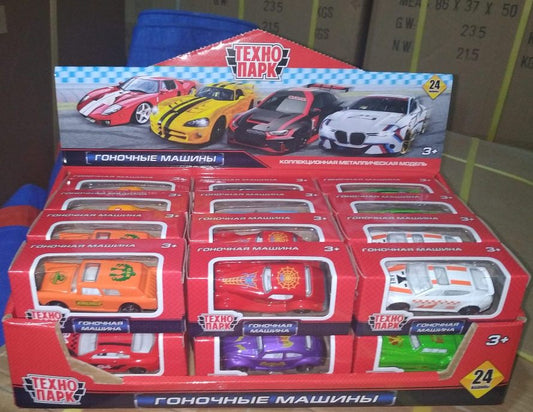 ТМ Технопарк. Машина металл "РОАД РЭЙСИНГ", длина 7,5 см, В АССОРТ, В ДИСПЛЕЕ. УП-24ШТ в кор.2*12уп