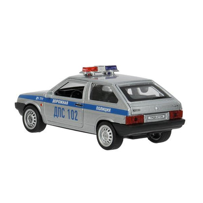 Машина металл LADA-2108 "СПУТНИК" ПОЛИЦИЯ 12 см, двери, багаж, кор. Технопарк в кор.2*36шт