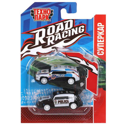 Машина металл ROAD RACING набор 7,5см, 2 шт,металл,в ассорт блистер Технопарк в кор.2*240наб