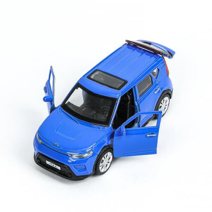 Машина металл KIA soul длина 12 см, двери, багаж., инерц, синий, кор. Технопарк в кор.2*36шт