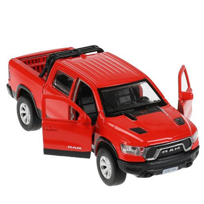 Машина металл DODGE RAM 1500 REBEL 13 см, двери, багаж, инер, красный, кор. Технопарк в кор.2*36шт