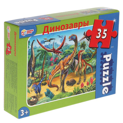 Динозавры. Макси-пазлы в коробке. Пазл 35 деталей. Умные игры в кор.24шт