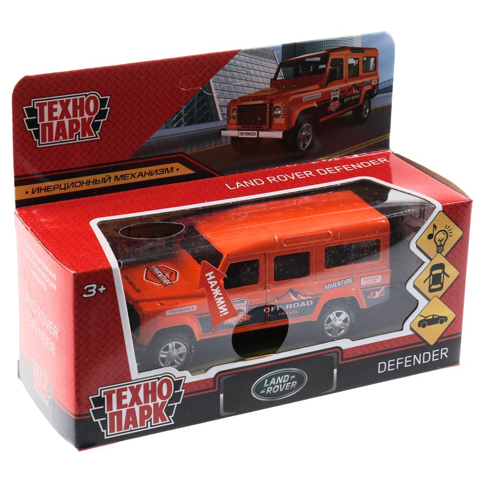 Машина металл свет-звук land rover defender спорт 12см,инерц.,оранжевый в кор. Технопарк в кор2*36шт
