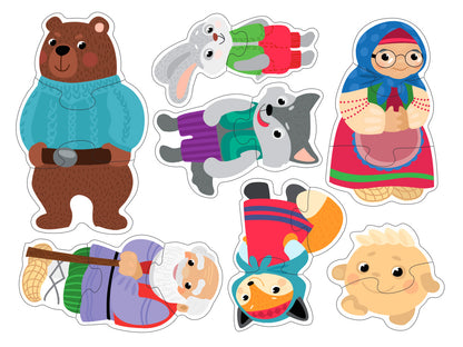 Пазлы-контуры "Колобок" 7 фигурок Baby Toys (мягкие)