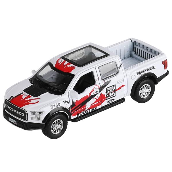 F150RAP-12SRT-WH 326504 Машина металл FORD F150 RAPTOR СПОРТ 12 см, двери, багаж, инерц, белый, кор.