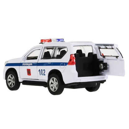 Машина металл "toyota prado полиция" 12см, открыв. двери, инерц., белый в кор. Технопарк в кор2*36шт