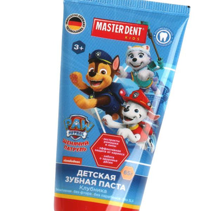 Зубная паста Щенячий Патруль клубника 65 гр MASTER DENT в кор.24шт