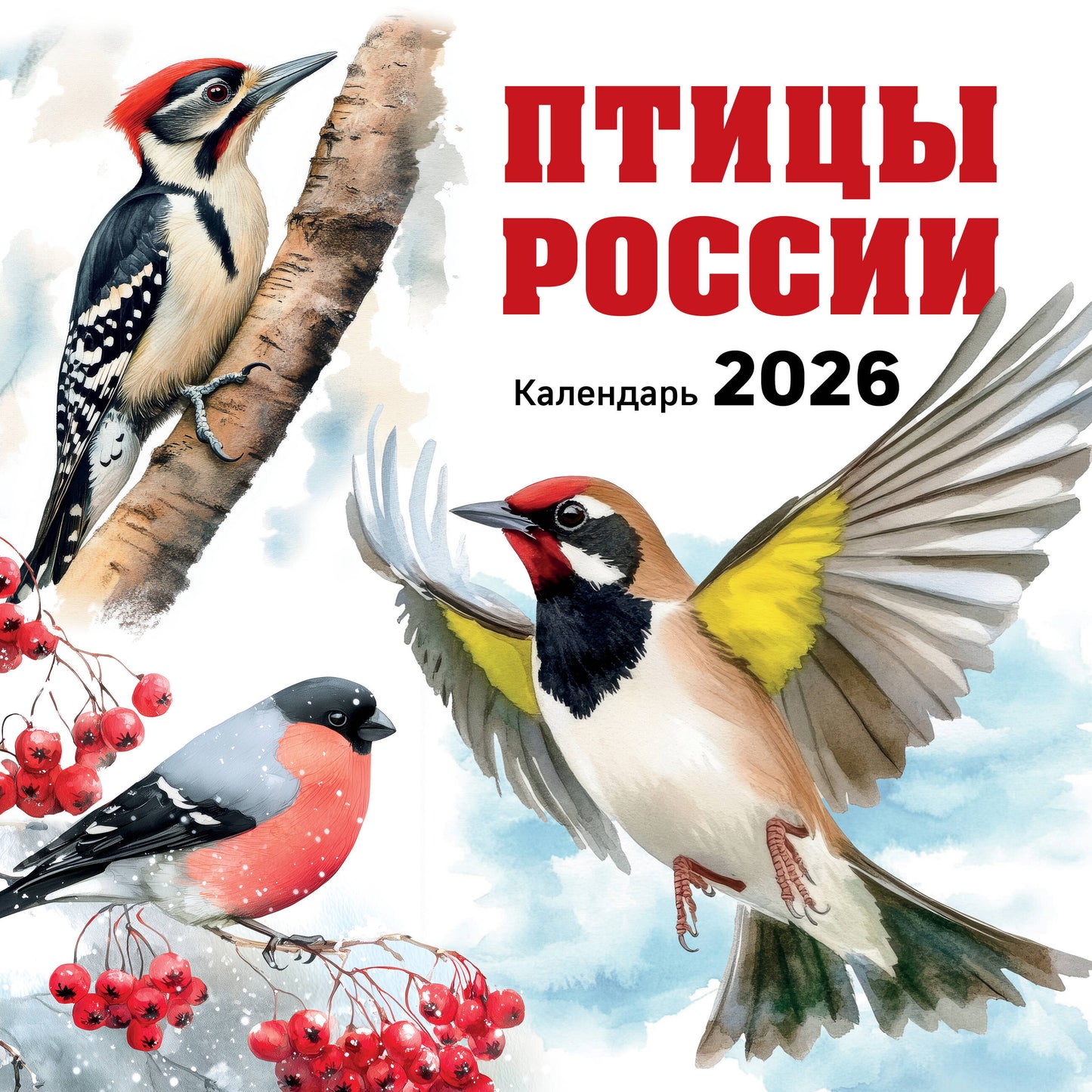 Птицы России. Календарь настенный на 2026 год (300х300 мм)