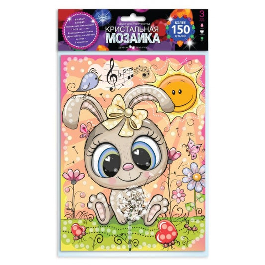 Кристальная мозаика в пакете 17*23 см зайка МУЛЬТИ АРТ в кор.100шт