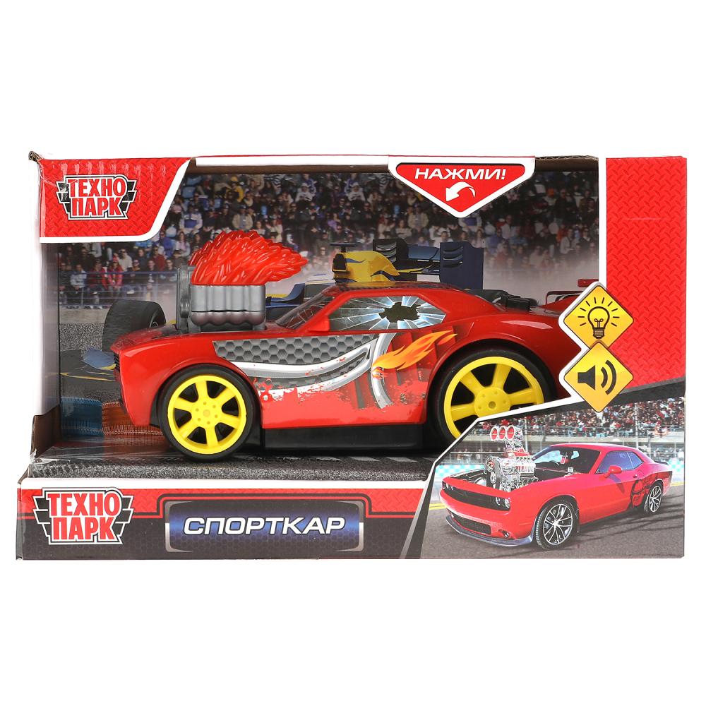 Машина пластик свет-звук СПОРТКАР 18 см, 2 кнопки, своб. ход, кор. Технопарк в кор.2*36шт