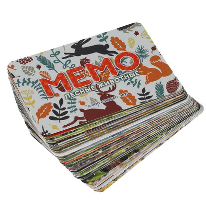 Лесные животные. МЕМО.Карточная игра.Тренируем память.50карточек.170х125х40мм. Умные игры в кор.50шт