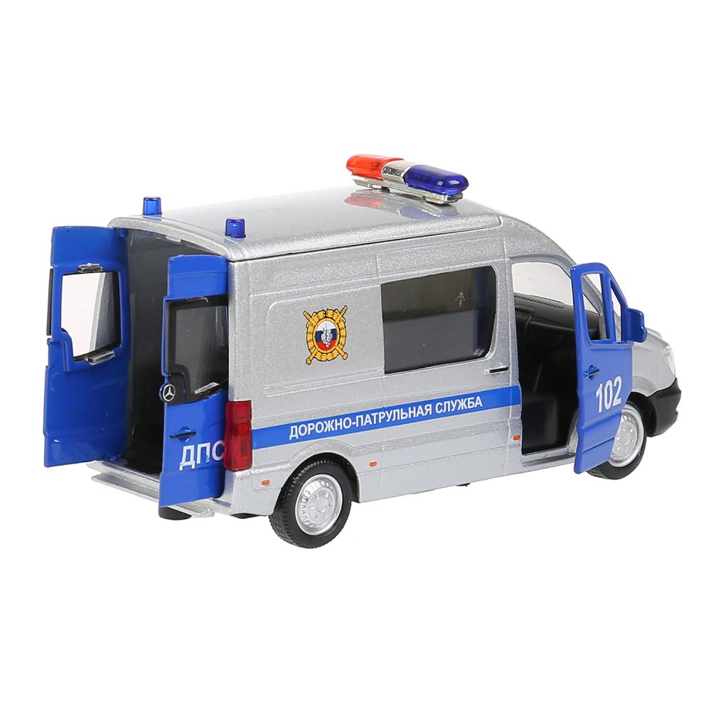 Машина "mercedes-benz sprinter полиция" 14см, открыв. двери, инерц. в кор Технопарк в кор.2*32шт