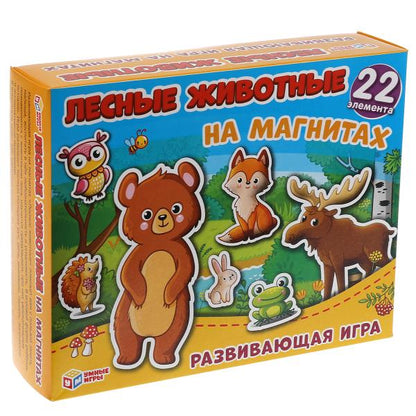 ЛЕСНЫЕ ЖИВОТНЫЕ. -. Игра на магнитах в коробке. 240х200х60мм. Умные игры в кор.20шт