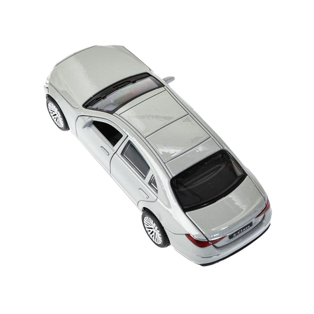 Машина металл MERCEDES-BENZ s-class v223 12см,дв,багаж,инер,серебристый,кор. Технопарк в кор.2*36шт