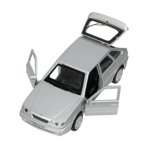 Машина металл LADA-2114 "SAMARA" 12 см, двери, багаж, инерц, серебрист, кор. Технопарк в кор.2*36шт