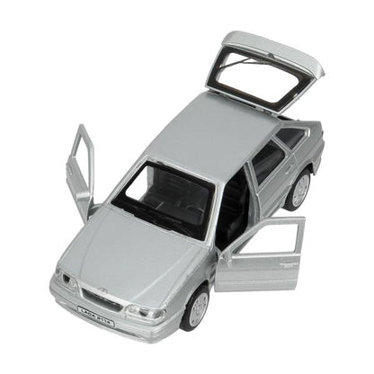 Машина металл LADA-2114 "SAMARA" 12 см, двери, багаж, инерц, серебрист, кор. Технопарк в кор.2*36шт