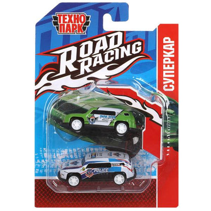 Машина металл ROAD RACING набор 7,5см, 2 шт,металл,в ассорт блистер Технопарк в кор.2*240наб