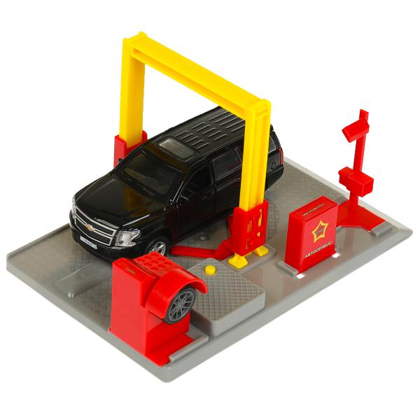 Игрушка пластик свет-звук автосервис 21 см, tahoe-bk , красный, кор. Технопарк в кор.2*30шт
