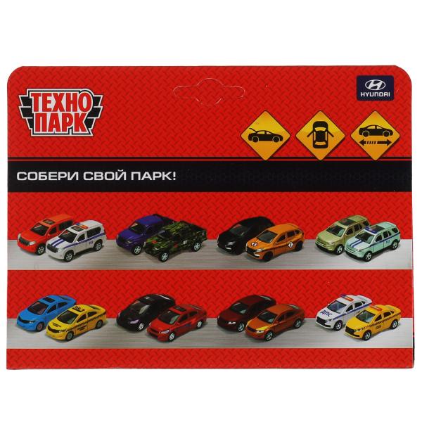 Машина металл HYUNDAI SANTAFE ПОЛИЦИЯ 12 см, двер, багаж, инер, серебр, кор. Технопарк в кор.2*36шт