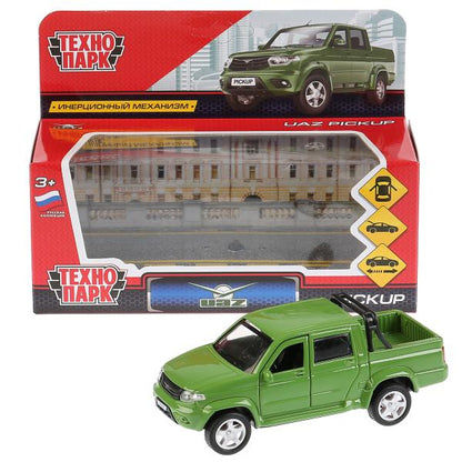 Машина металл "UAZ PICKUP", длина 12см, открыв. двери, инерц, ЗЕЛЕНЫЙ в кор. Технопарк в кор.2*36шт