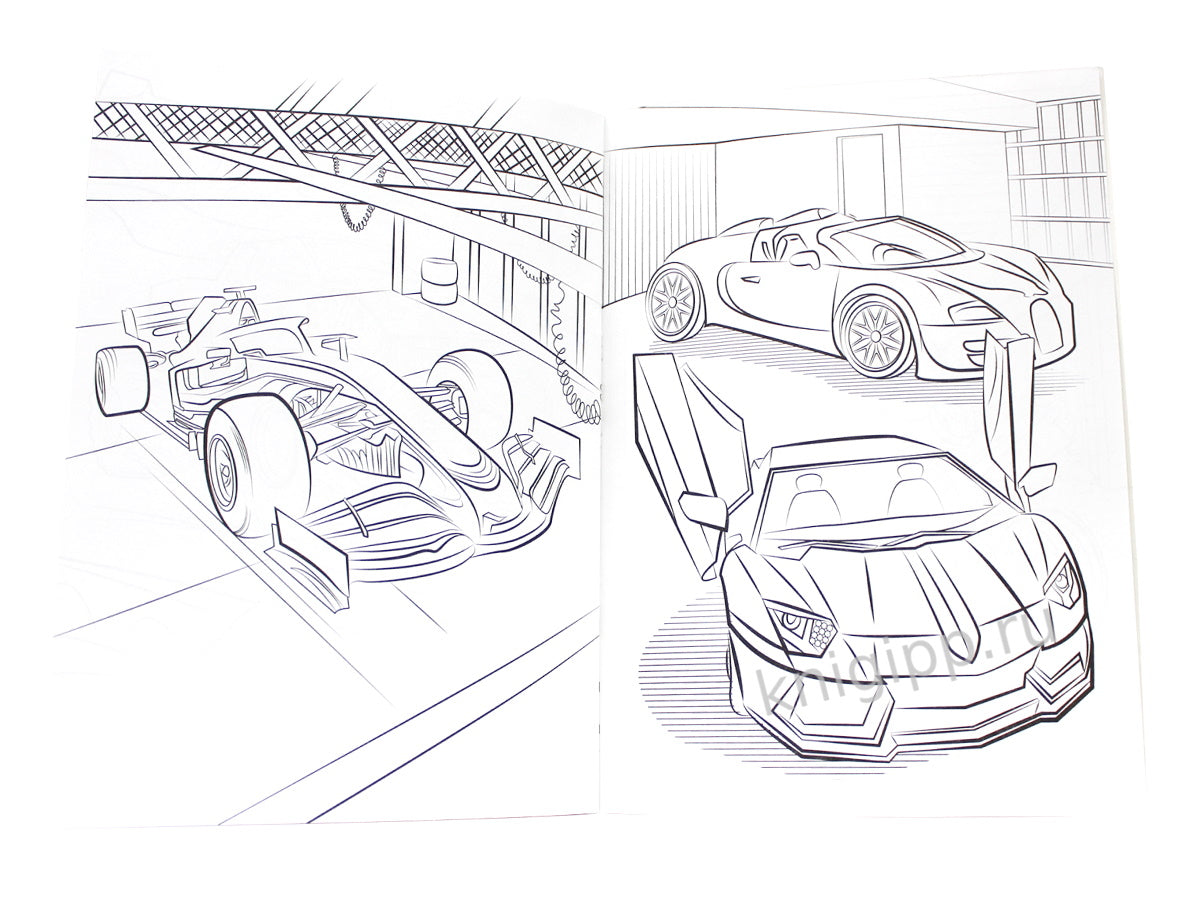 МОЯ РАСКРАСКА А4 чёрная. БЫСТРЫЕ МАШИНКИ