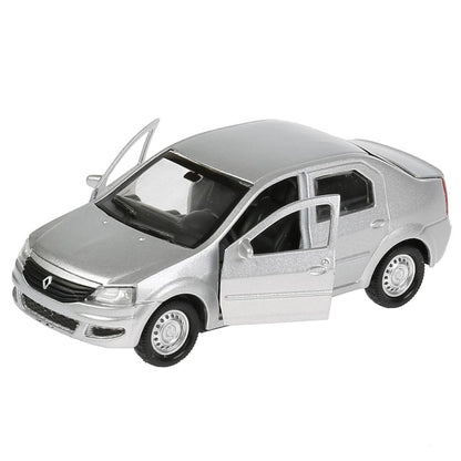 Машина металл "RENAULT LOGAN"12см, открыв. двери, инерц, серебристый, в кор. Технопарк в кор.2*36шт