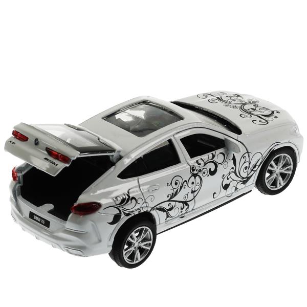 Машина металл BMW X6 ДЛЯ ДЕВОЧЕК 12 см, двери, багаж, инер, белый, кор. Технопарк в кор.2*36шт