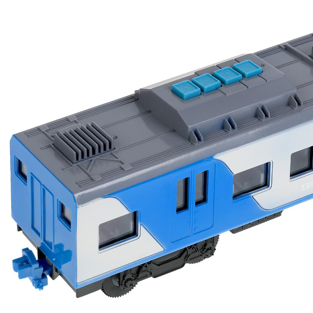 ELTRAINLAST-30PL-BUGY Модель пластик свет-звук СКОРОСТНОЙ ПОЕЗД 32,5 см, двери, 4 кноп, син, кор. Те